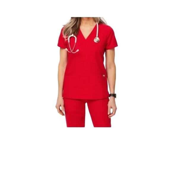Figs | Size XS Casma Red Scrub Top Nursing Medical Doctor Healthcare Uniform - Picture 2 of 16